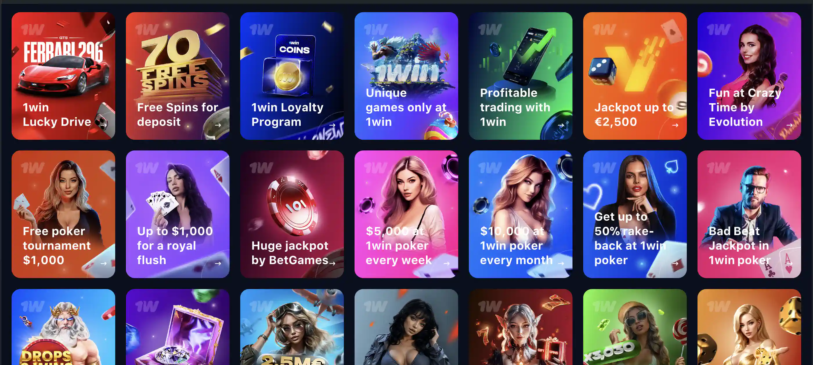 All 1win bonuses of casino